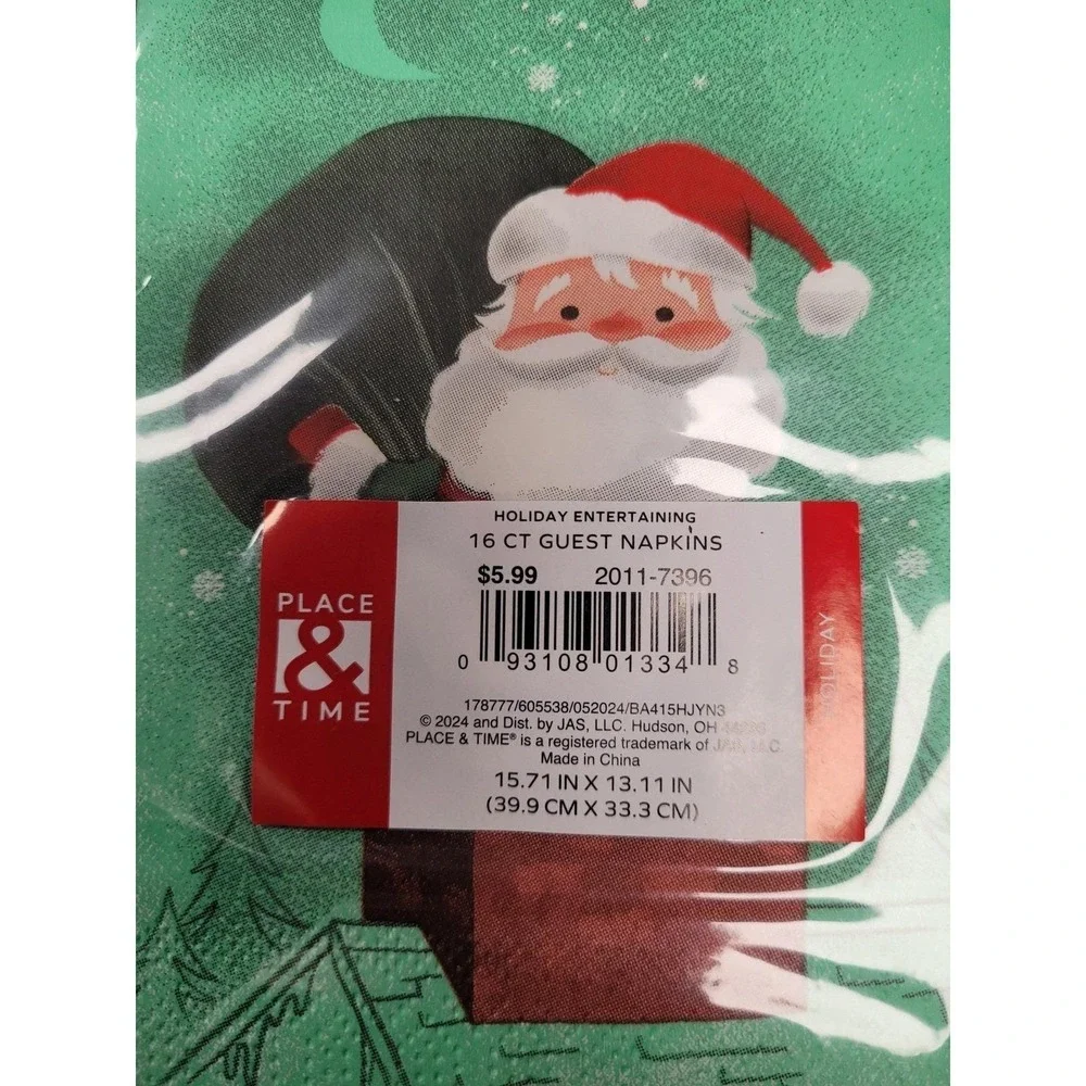 Place &‎ Time Holiday Santa Guest Napkins 16 CT Holiday  Decor 6$ EA; 3 left